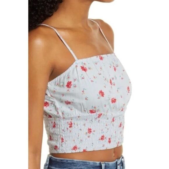 Billabong After Hours Blue Floral Smocked Waist Camisole Sz M 10 Stretch  NEW - Picture 4 of 10